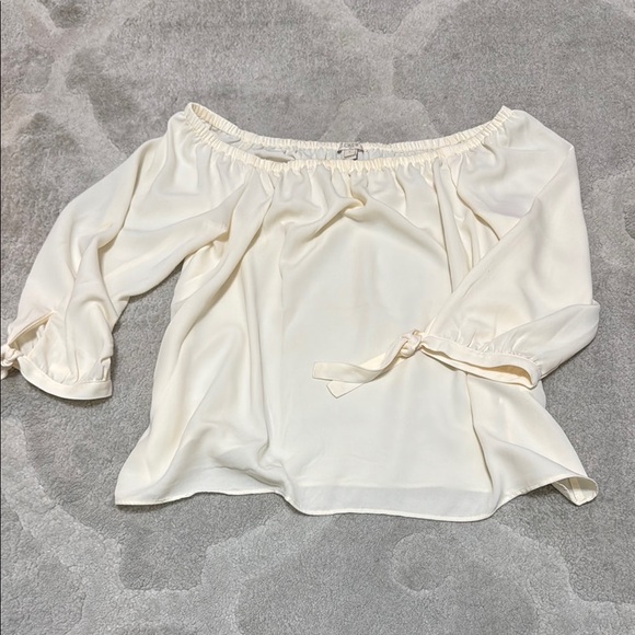 J. Crew Cream Off-Shoulder Tie Front Blouse - Picture 1 of 4